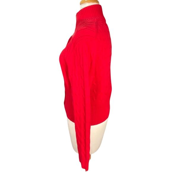 Tommy Hilfiger Red Cable Knit Button Cardigan Women’s Large 100% Cotton Preppy - Picture 4 of 13